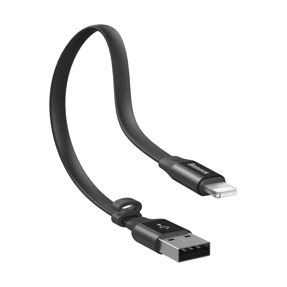 Wholesale Baseus Nimble Flat Portable USB / Lightning Cable with Buckle 2A 0,23M black (CALMBJ-B01) - BSU2255BLK - {ean13} - Hurt