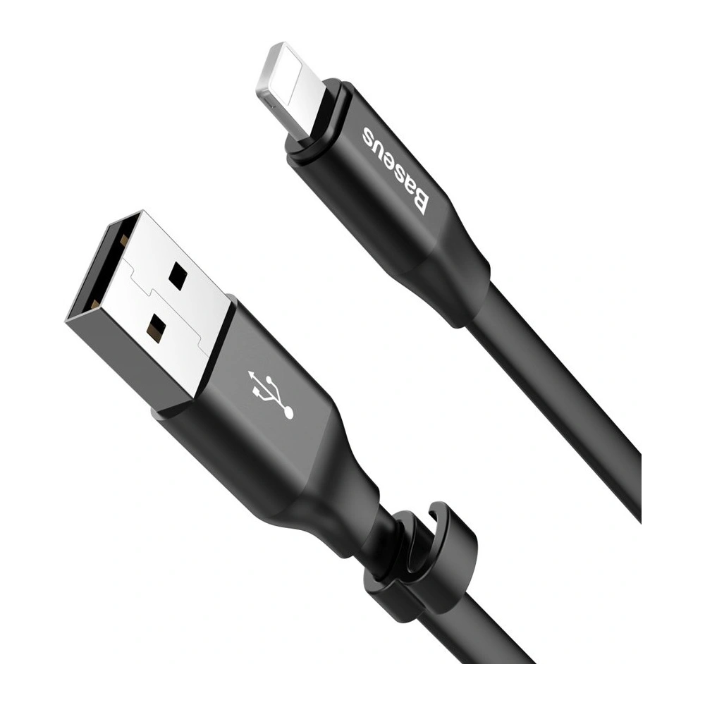 Wholesale Baseus Nimble Flat Portable USB / Lightning Cable with Buckle 2A 0,23M black (CALMBJ-B01) - BSU2255BLK - {ean13} - Hurt
