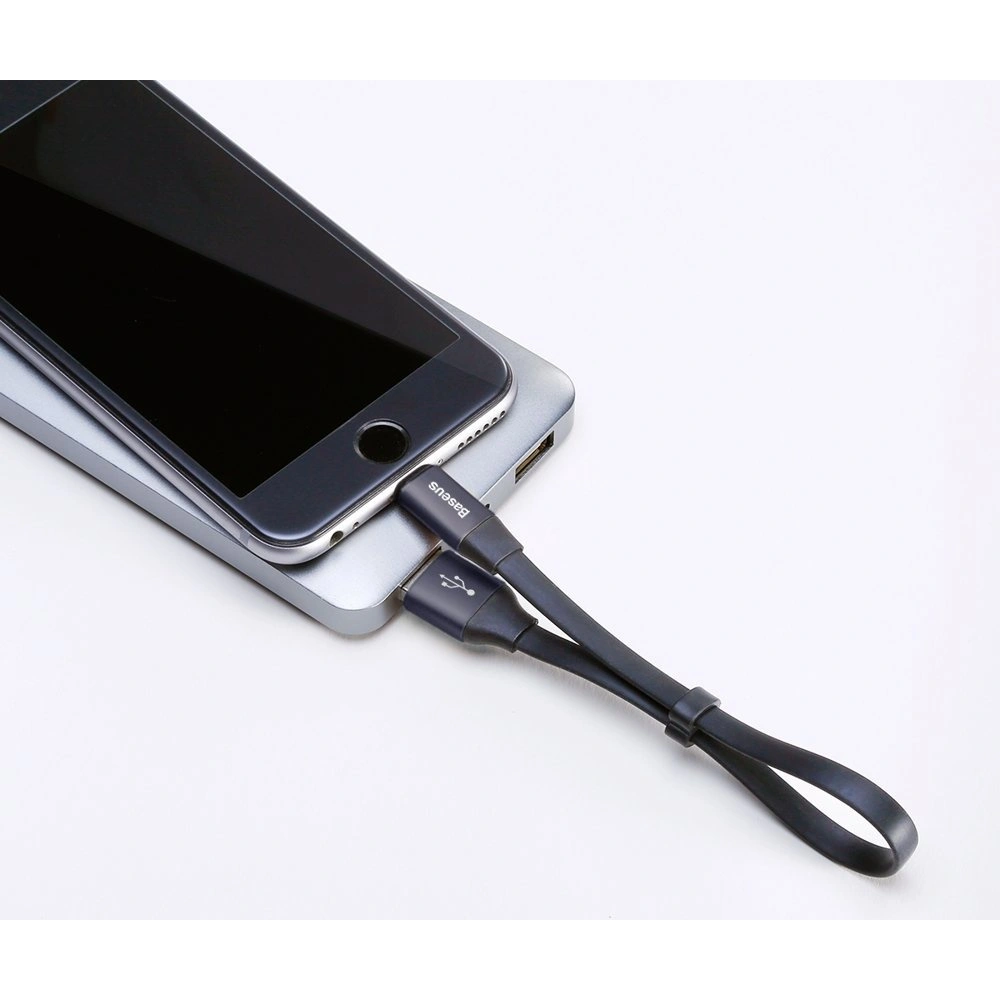 Wholesale Baseus Nimble Flat Portable USB / Lightning Cable with Buckle 2A 0,23M black (CALMBJ-B01) - BSU2255BLK - {ean13} - Hurt
