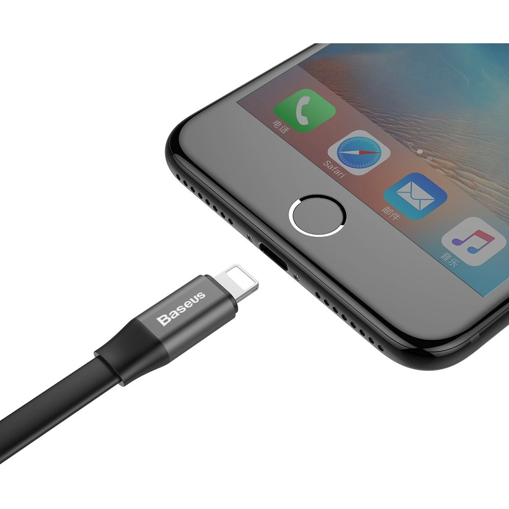 Wholesale Baseus Nimble Flat Portable USB / Lightning Cable with Buckle 2A 0,23M black (CALMBJ-B01) - BSU2255BLK - {ean13} - Hurt