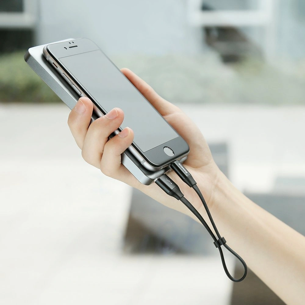 Hurtownia GSM - Baseus Nimble Flachkabel USB / Lightning Kabel mit Halter 2A 0.23M schwarz (CALMBJ-B01) - BSU2255BLK - {ean13} - Hurt
