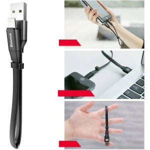 Hurtownia GSM - Baseus Nimble płaski kabel przewód USB / Lightning z uchwytem 2A 0,23M czarny (CALMBJ-B01) - BSU2255BLK - {ean13} - Hurt