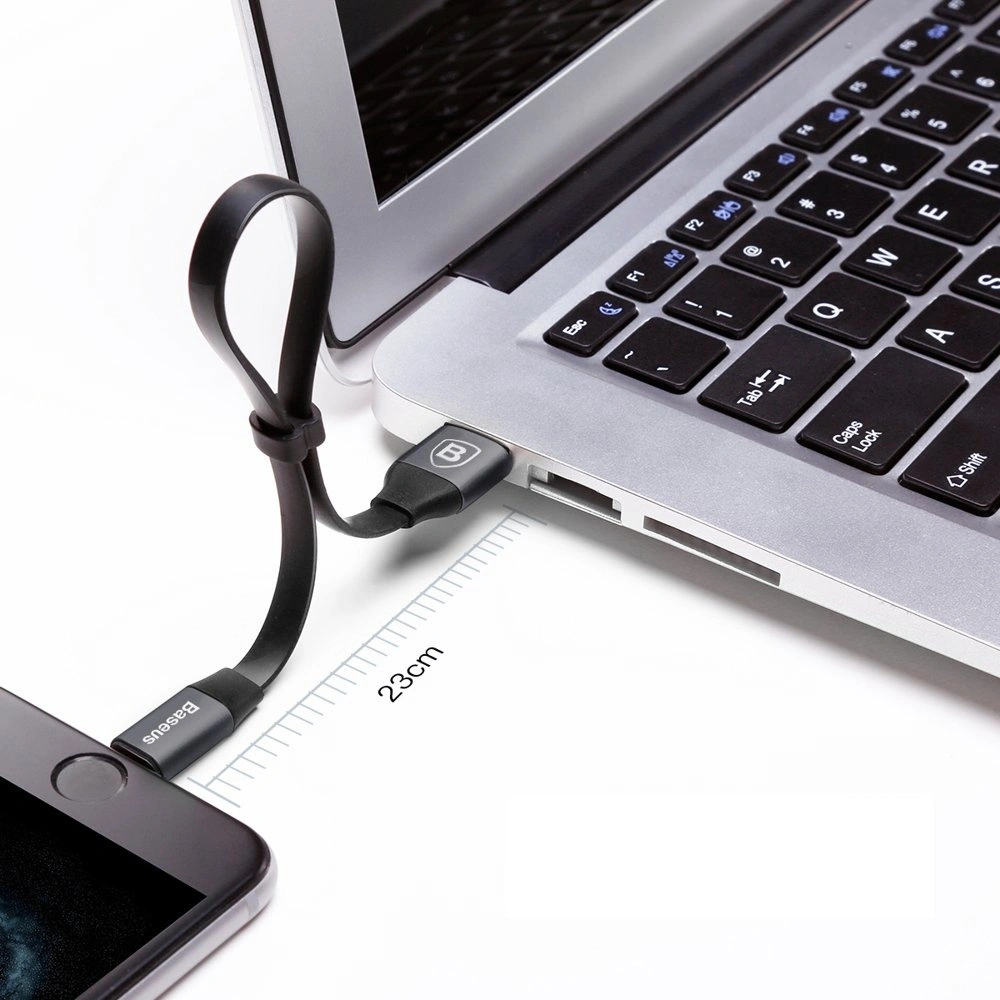 Hurtownia GSM - Baseus Nimble Flachkabel USB / Lightning Kabel mit Halter 2A 0.23M schwarz (CALMBJ-B01) - BSU2255BLK - {ean13} - Hurt