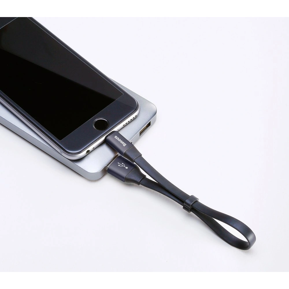 Wholesale Baseus Nimble Flat Portable USB / Lightning Cable with Buckle 2A 0,23M black (CALMBJ-B01) - BSU2255BLK - {ean13} - Hurt
