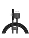 Baseus kątowy nylonowy kabel przewód USB Lightning dla graczy 2.4A 1m czarny (CAL7C-A01)