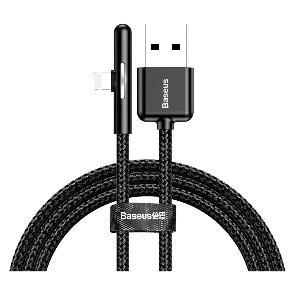 Hurtownia GSM - Baseus kątowy nylonowy kabel przewód USB Lightning dla graczy 2.4A 1m czarny (CAL7C-A01) - BSU2283BLK - {ean13} - Hurt