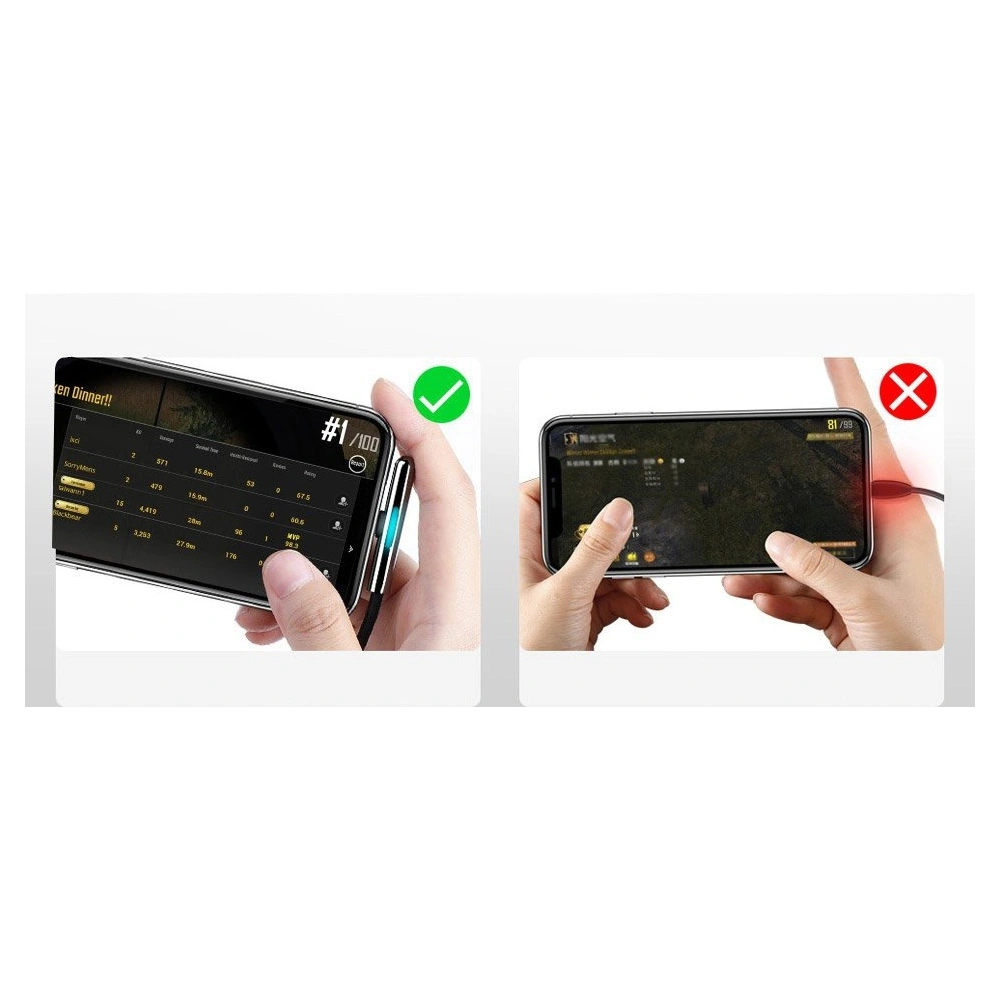 Hurtownia GSM - Baseus kątowy nylonowy kabel przewód USB Lightning dla graczy 2.4A 1m czarny (CAL7C-A01) - BSU2283BLK - {ean13} - Hurt