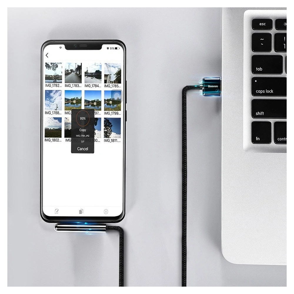 Hurtownia GSM - Baseus kątowy nylonowy kabel przewód USB Lightning dla graczy 1.5A 2m czarny (CAL7C-B01) - BSU2285BLK - {ean13} - Hurt