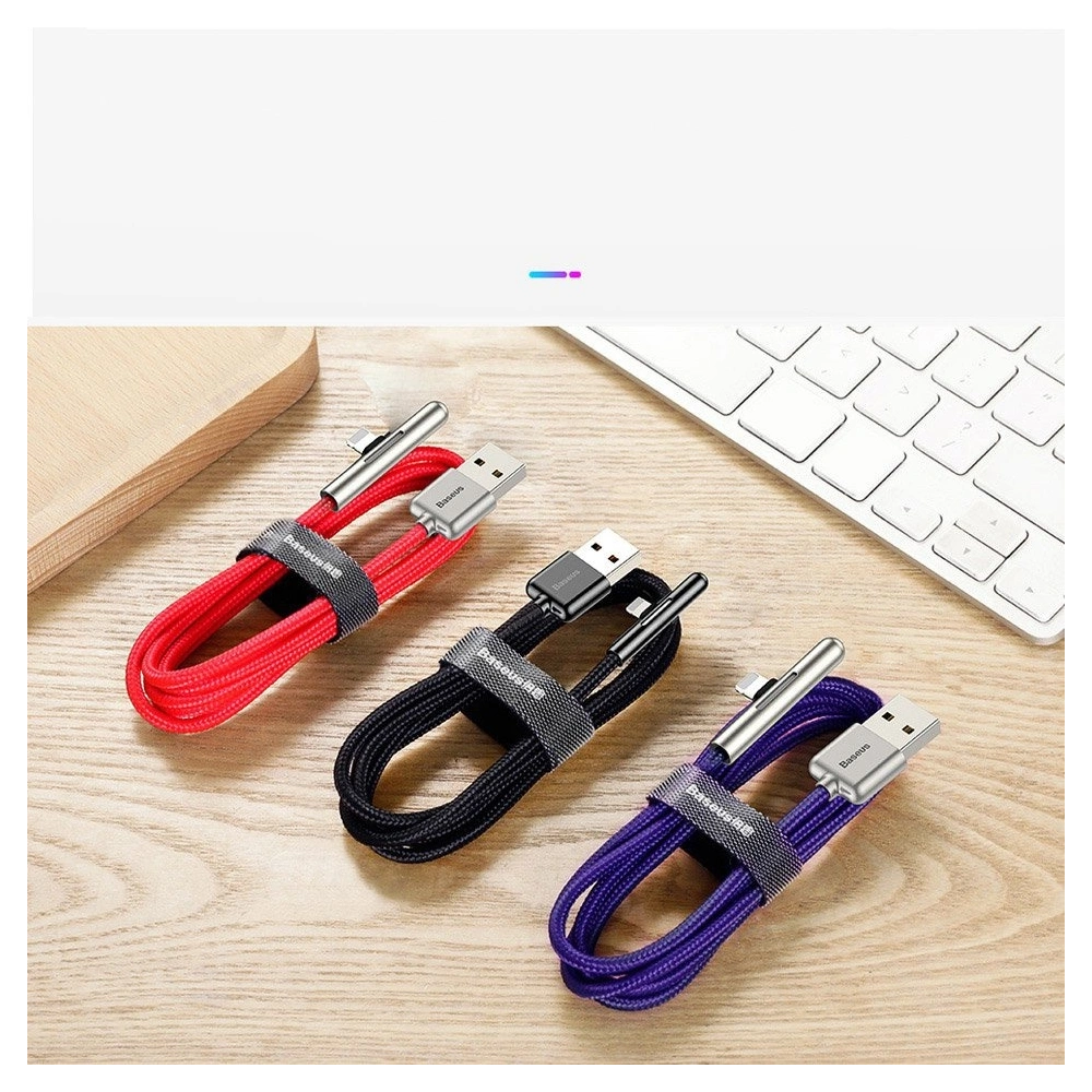Hurtownia GSM - Baseus kątowy nylonowy kabel przewód USB Lightning dla graczy 1.5A 2m czarny (CAL7C-B01) - BSU2285BLK - {ean13} - Hurt