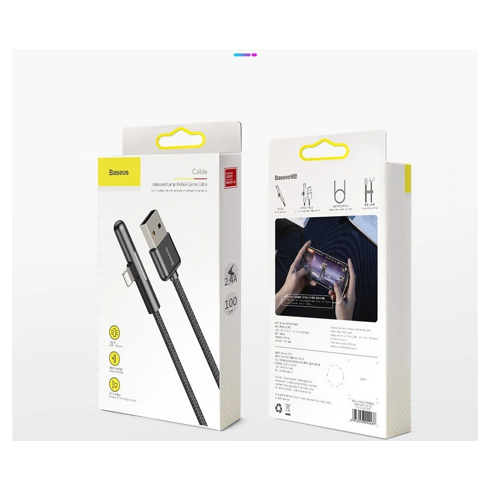 Hurtownia GSM - Baseus kątowy nylonowy kabel przewód USB Lightning dla graczy 1.5A 2m czarny (CAL7C-B01) - BSU2285BLK - {ean13} - Hurt