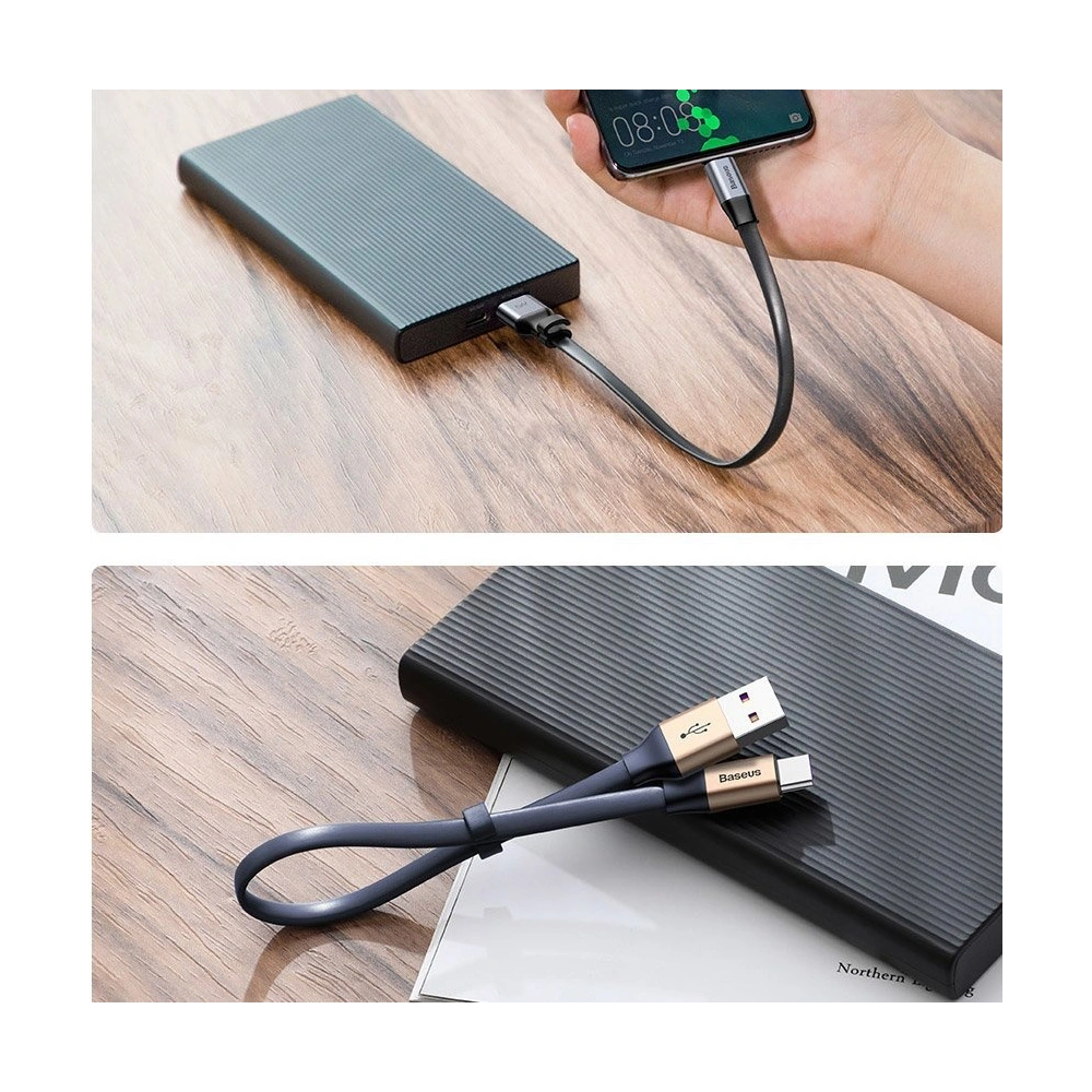 Hurtownia GSM - Baseus Simple płaski kabel przewód USB / USB Typ C SuperCharge 5A 40W Quick Charge 3.0 QC 3.0 23cm złoty (CATMBJ-BV3) - BSU2287GLD - {ean13} - Hurt