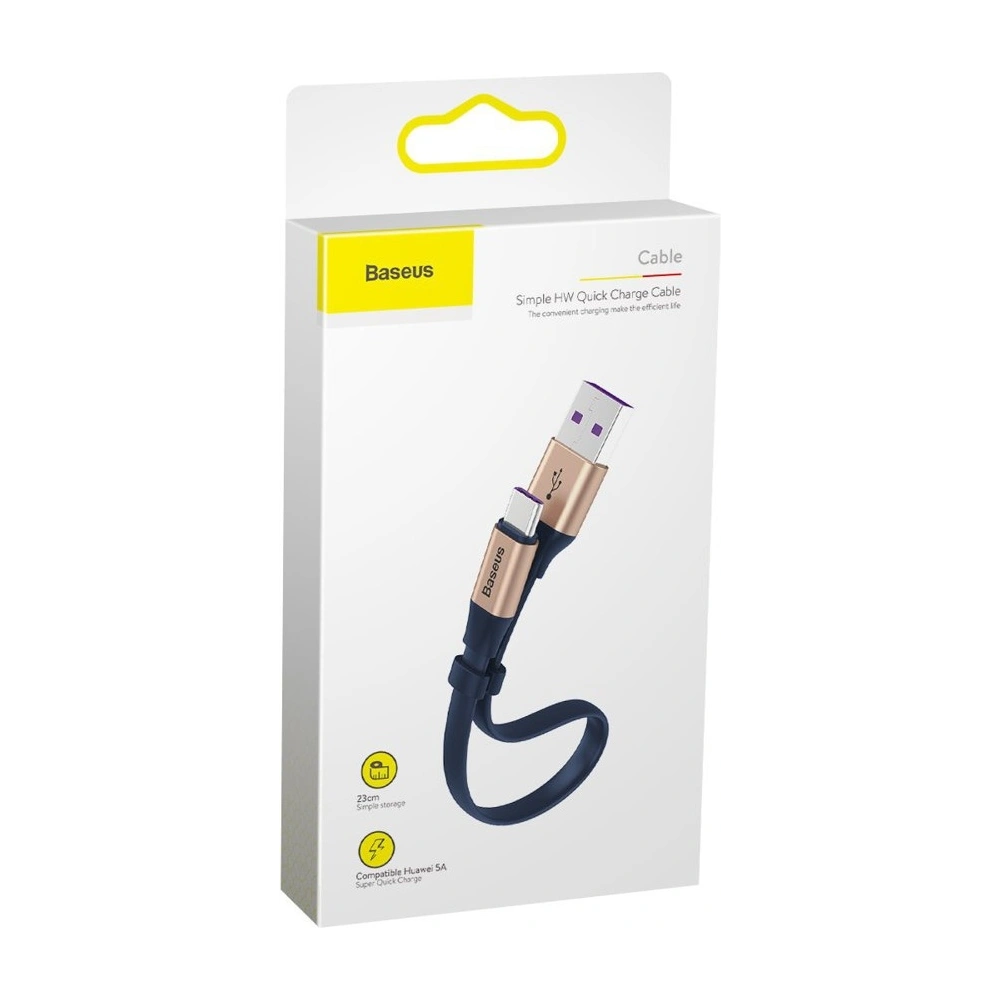 Hurtownia GSM - Baseus Simple płaski kabel przewód USB / USB Typ C SuperCharge 5A 40W Quick Charge 3.0 QC 3.0 23cm złoty (CATMBJ-BV3) - BSU2287GLD - {ean13} - Hurt