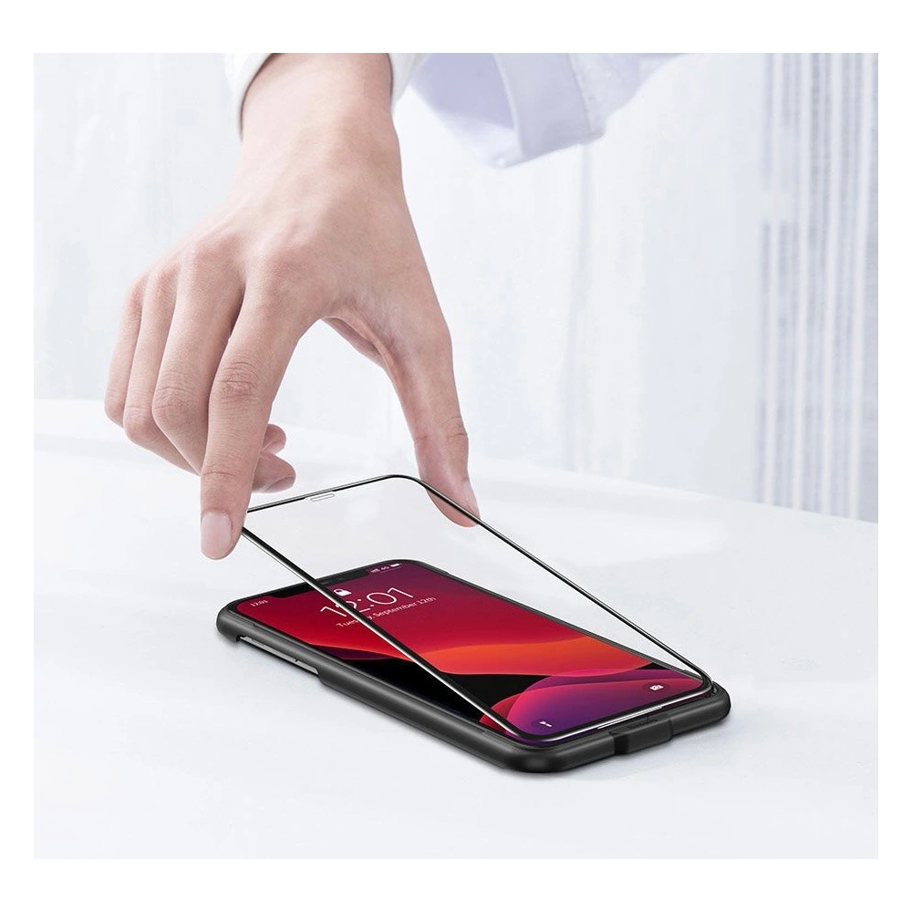 Hurtownia GSM - Baseus szkło hartowane na cały ekran Full Screen z ramką 0.23mm 9H Apple iPhone 11/XR + pozycjoner czarny (SGAPIPH61-APE01) - BSU2348BLK - {ean13} - Hurt
