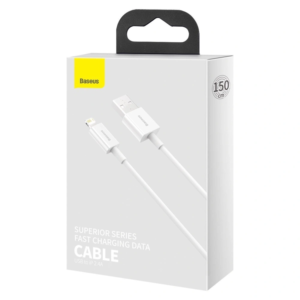 Hurtownia GSM - Kabel USB do Lightning Baseus Superior Series, 2.4A, 1,5m (biały) - BSU2365WHT - {ean13} - Hurt