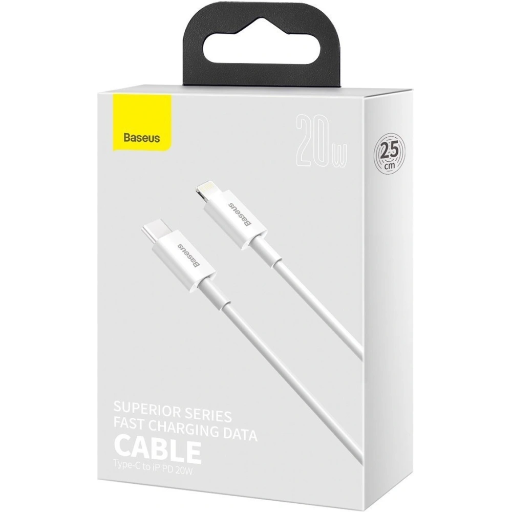 Kabel USB-C do Lightning Baseus Superior Series, 20W, PD, 0,25m (bílý)