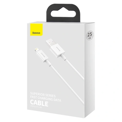 Kabel USB do Lightning Baseus Superior Series, 2.4A, 0,25m (biały)
