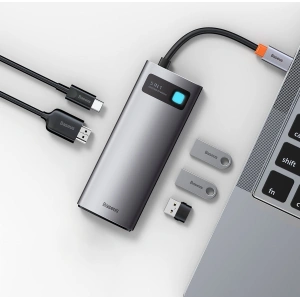 Hub 5w1 Baseus Metal Gleam Series, USB-C do 3x USB 3.0 + HDMI + USB-C PD