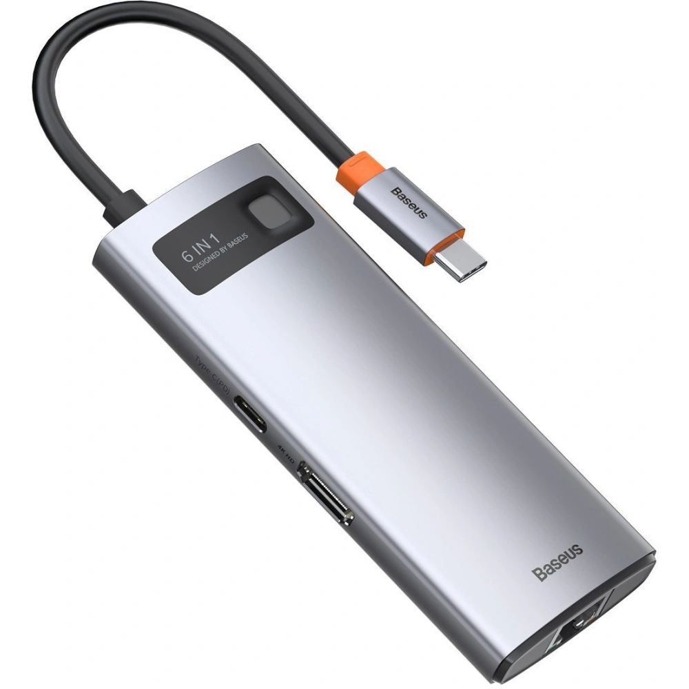 Hurtownia GSM - Hub 6v1 Baseus Metal Gleam Series, USB-C na 3x USB 3.0 + HDMI + USB-C PD + Ethernet RJ45 - BSU2372 - {ean13} - Hurt