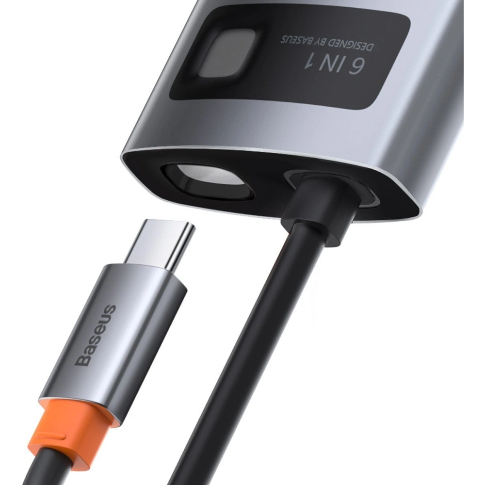 Hurtownia GSM - Hub 6v1 Baseus Metal Gleam Series, USB-C na 3x USB 3.0 + HDMI + USB-C PD + Ethernet RJ45 - BSU2372 - {ean13} - Hurt