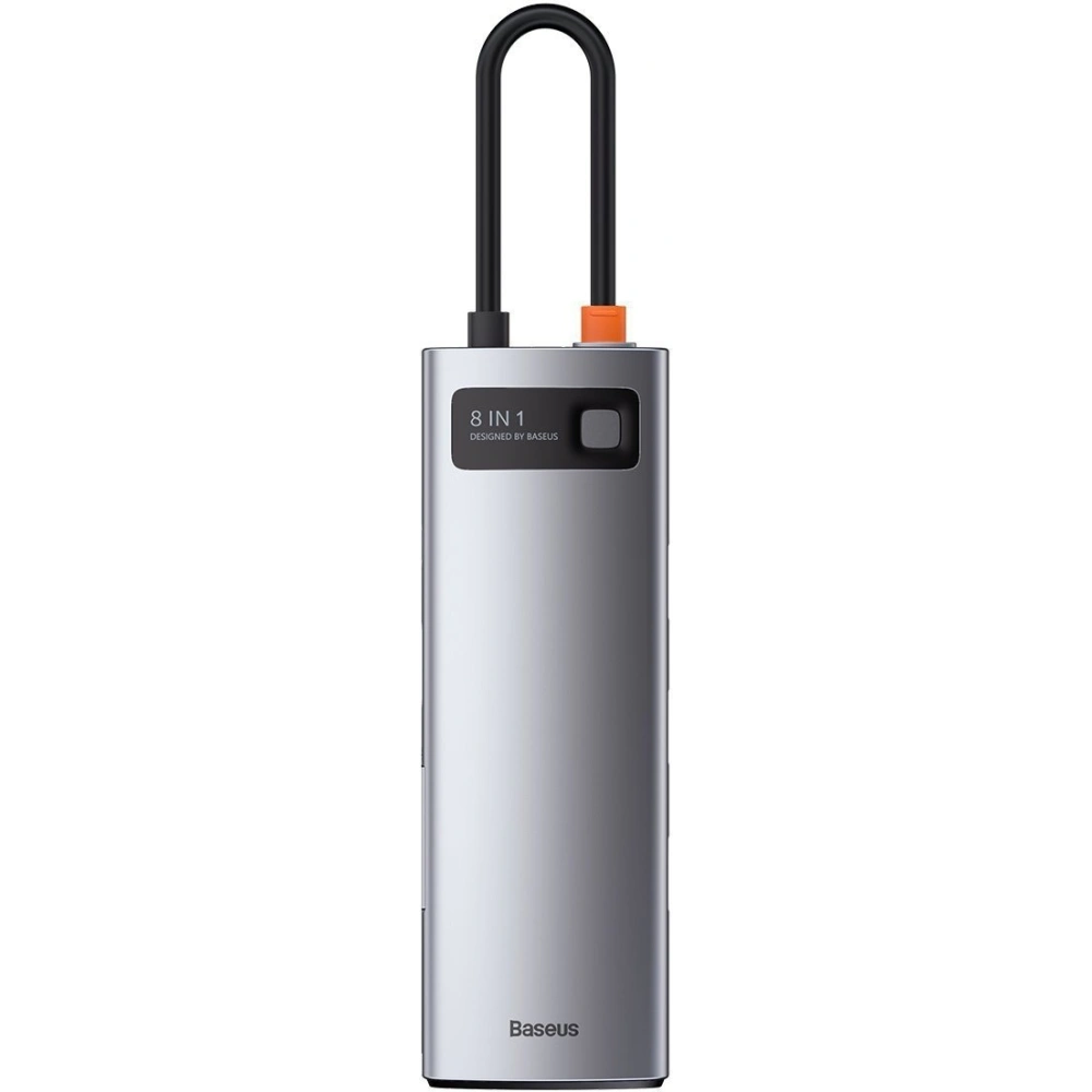Hurtownia GSM - Hub 8w1 Baseus Metal Gleam Series, USB-C na 3x USB 3.0 + HDMI + USB-C PD + Ethernet RJ45 + microSD/SD - BSU2373 - {ean13} - Hurt
