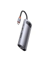 Hurtownia GSM - Hub 8w1 Baseus Metal Gleam Series, USB-C na 3x USB 3.0 + HDMI + USB-C PD + Ethernet RJ45 + microSD/SD - BSU2373 - {ean13} - Hurt