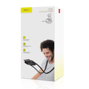 Hurtownia GSM - Uchwyt Baseus Neck-Mounted Lazy Bracket na szyję, do telefonów i tabletów 4-10" (czarny) - BSU2374BLK - {ean13} - Hurt