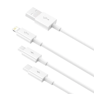 Hurtownia GSM - Kabel USB 3w1 Baseus Superior Series, USB do micro USB / USB-C / Lightning, 3.5A, 1.2m (biały) - BSU2381WHT - {ean13} - Hurt
