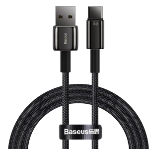 Kabel USB do USB-C Baseus Tungsten Gold, 66W, 1m (czarny)