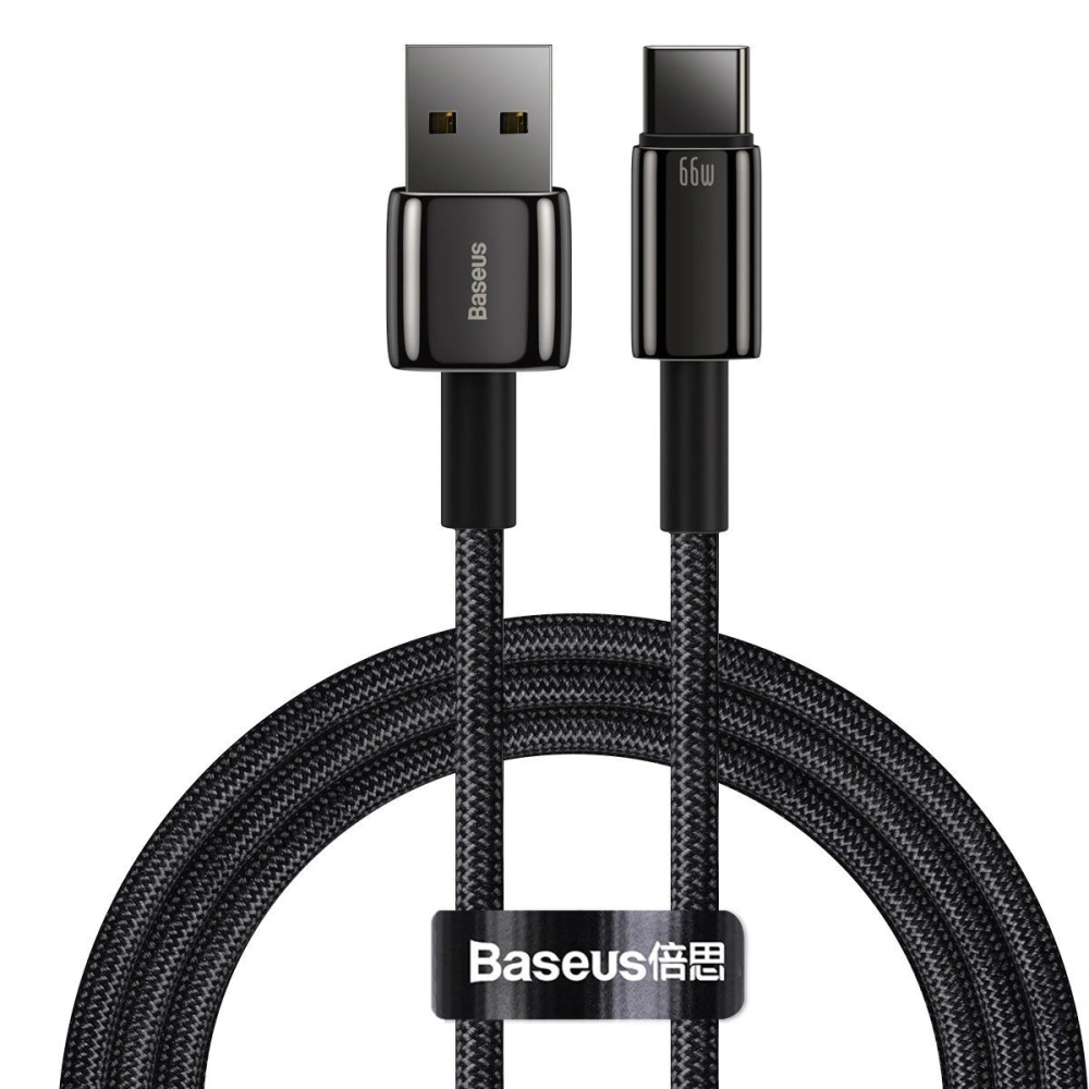 Hurtownia GSM - Kabel USB do USB-C Baseus Tungsten Gold, 66W, 1m (czarny) - BSU2382BLK - {ean13} - Hurt