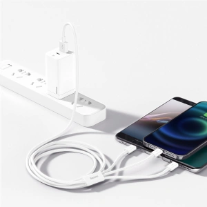Hurtownia GSM - Kabel USB 3w1 Baseus Superior Series, USB do micro USB / USB-C / Lightning, 3.5A, 1.2m (biały) - BSU2381WHT - {ean13} - Hurt
