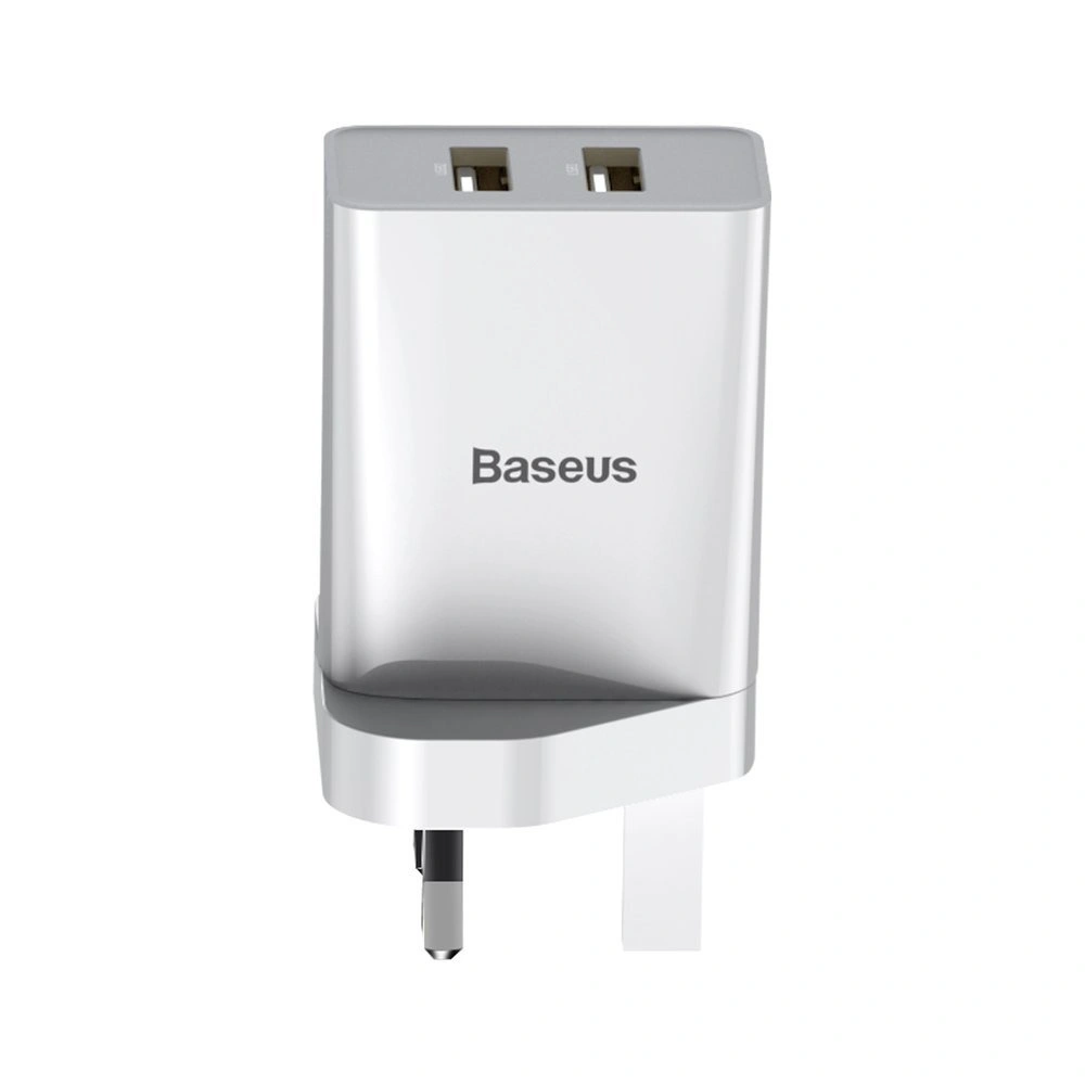 Wholesale Baseus wall charger UK adapter 2x USB 2.1A 10,5W white (CCFS-S02) - BSU2401WHT - {ean13} - Hurt