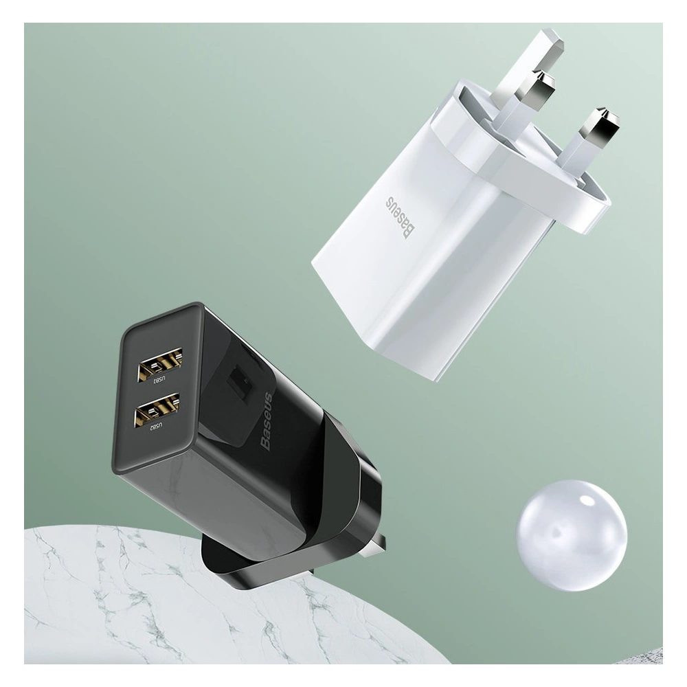 Hurtownia GSM - Baseus ładowarka sieciowa 2x USB 2.1A 10,5W (wtyczka UK) biały (CCFS-S02) - BSU2401WHT - {ean13} - Hurt