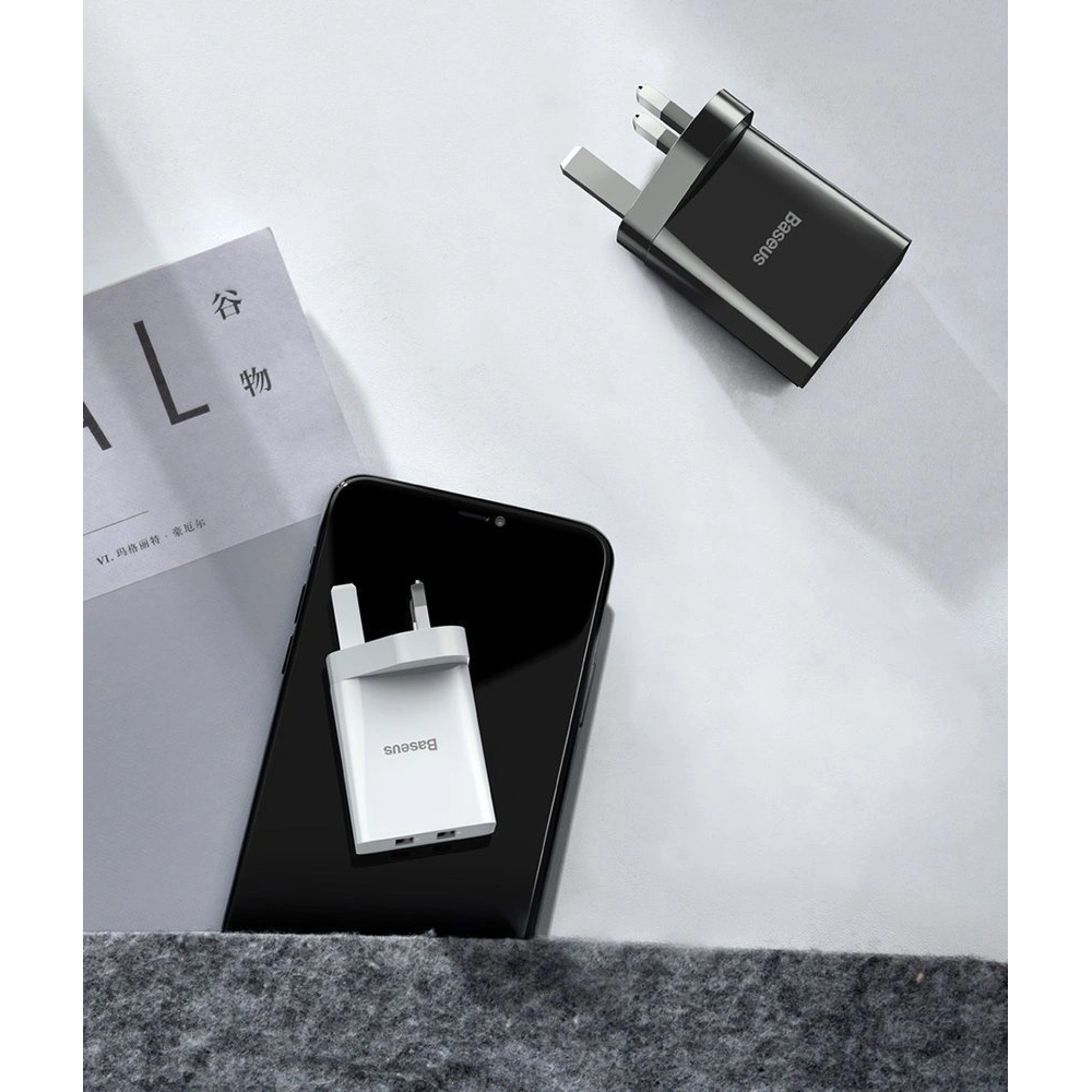 Hurtownia GSM - Baseus ładowarka sieciowa 2x USB 2.1A 10,5W (wtyczka UK) biały (CCFS-S02) - BSU2401WHT - {ean13} - Hurt