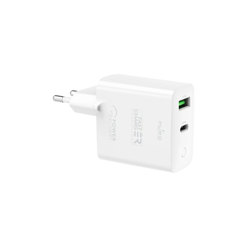 Hurtownia GSM - Ładowarka sieciowa PURO Mini Fast Travel Charger USB-A + USB-C Power Delivery 32W (biały) - PUR411WHT - {ean13} - Hurt
