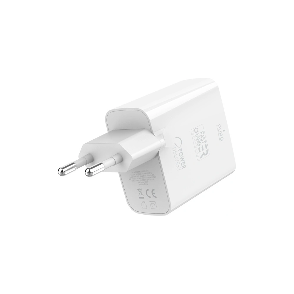 Hurtownia GSM - Ładowarka sieciowa PURO Mini Fast Travel Charger USB-A + USB-C Power Delivery 32W (biały) - PUR411WHT - {ean13} - Hurt