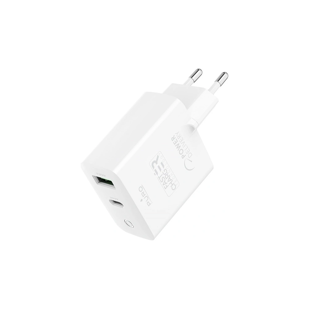 Hurtownia GSM - Ładowarka sieciowa PURO Mini Fast Travel Charger USB-A + USB-C Power Delivery 32W (biały) - PUR411WHT - {ean13} - Hurt