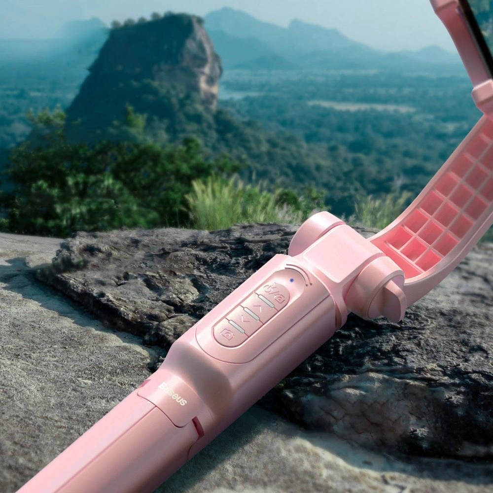 Baseus teleskopický selfie stick, roztažitelný selfie klacek, stativ s Bluetooth ovladačem, růžový (SULH-04)
