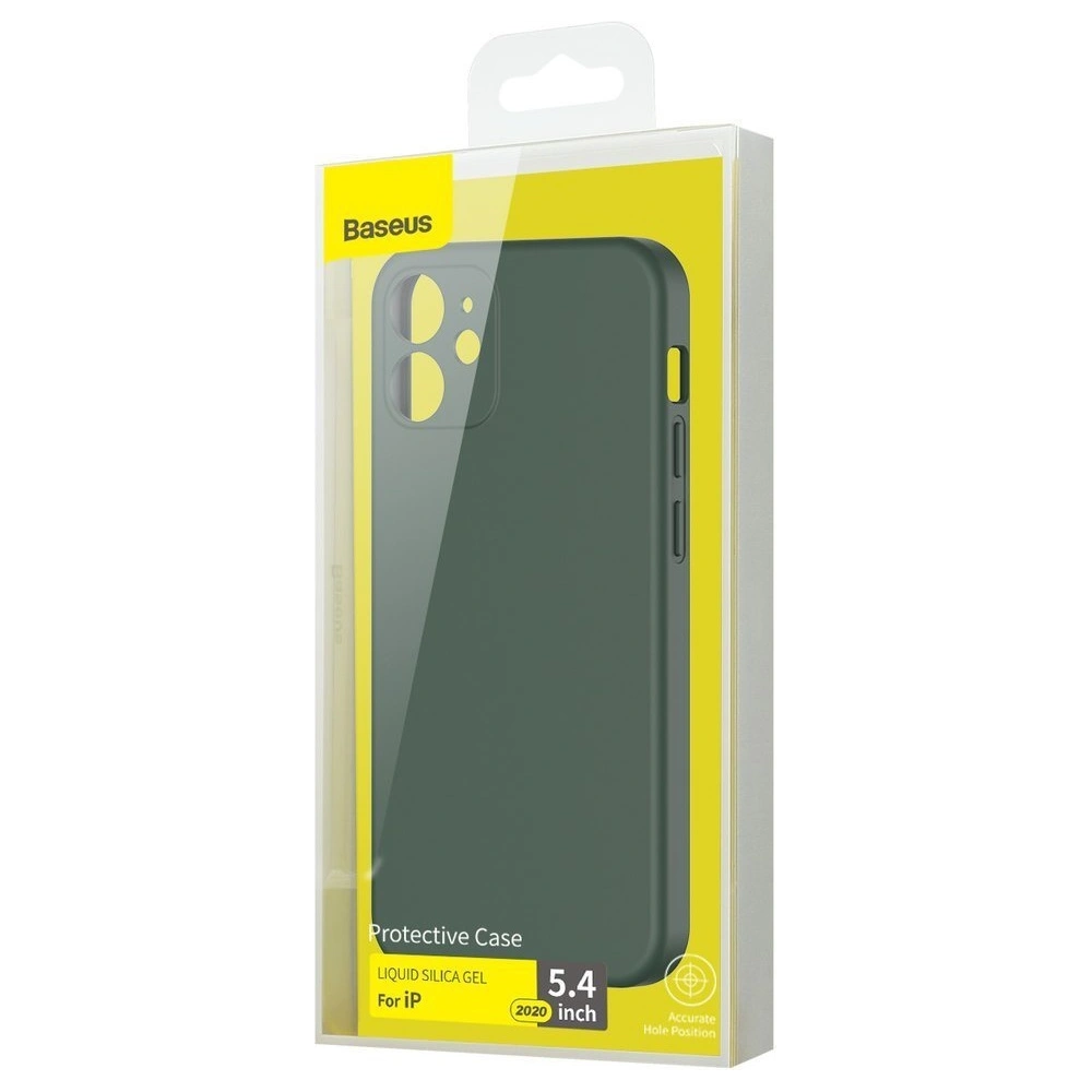 Hurtownia GSM - Baseus Liquid Silica Gel Case Elastyczne żelowe etui Apple iPhone 12 mini Ciemnozielony (WIAPIPH54N-YT6A) - BSU2472GRN - {ean13} - Hurt