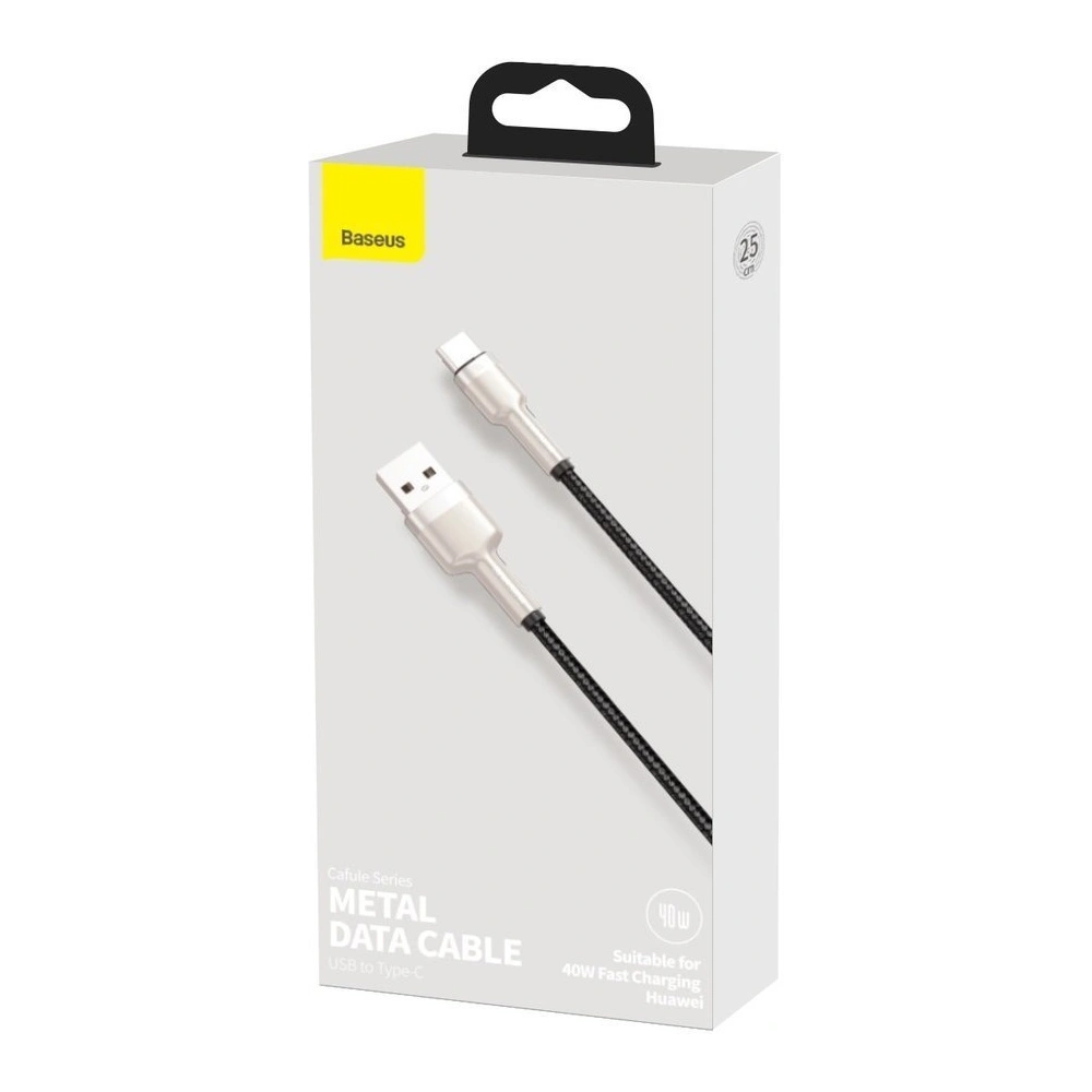 Wholesale Baseus Cafule Series Metal Data USB - USB Typ C 40 W cable (10 V / 4 A) SCP (Huawei SuperCharge Protocol) 0,25 m silver (CATJK-0 - BSU2527SLV - {ean13} - Hurt