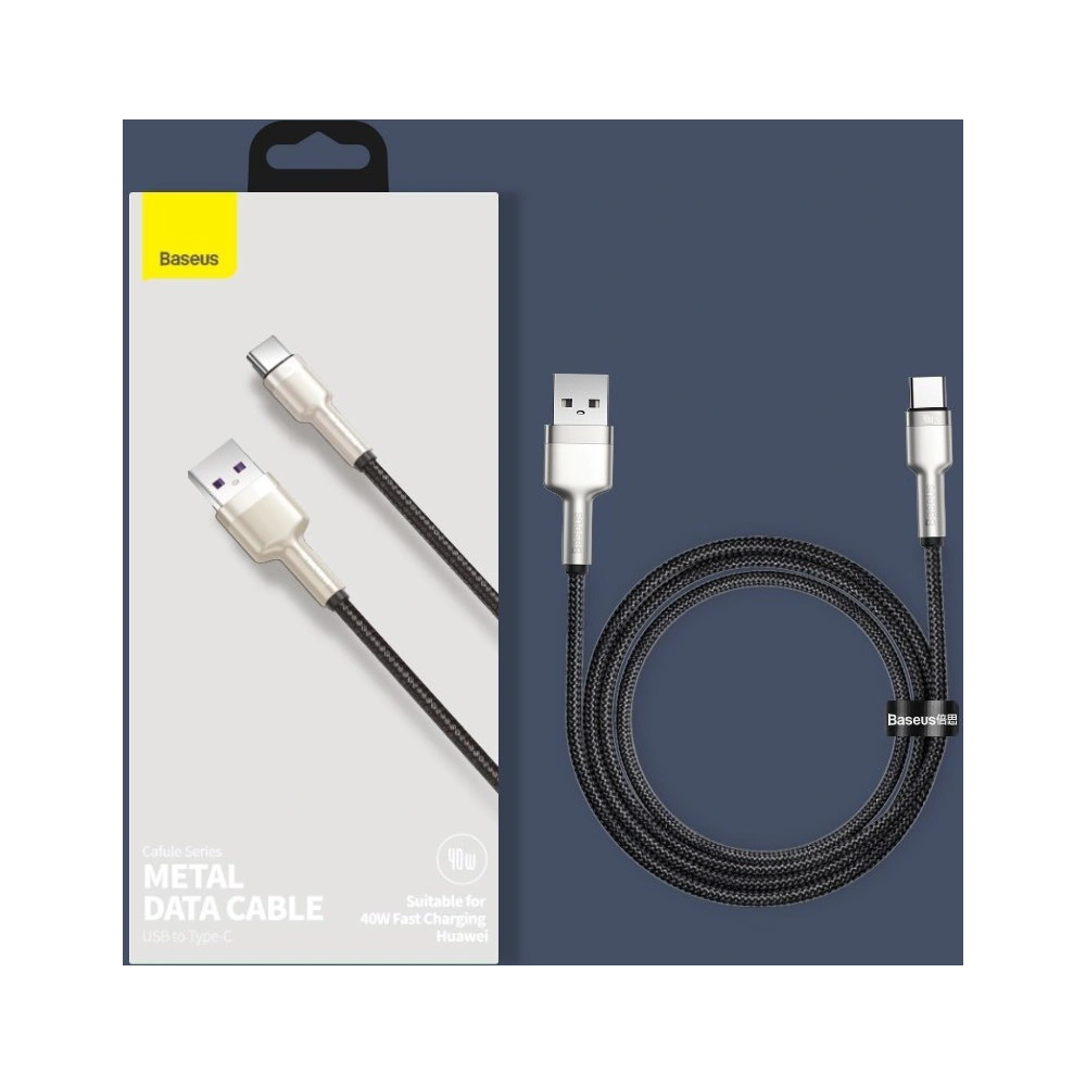Wholesale Baseus Cafule Series Metal Data USB - USB Typ C 40 W cable (10 V / 4 A) SCP (Huawei SuperCharge Protocol) 0,25 m silver (CATJK-0 - BSU2527SLV - {ean13} - Hurt
