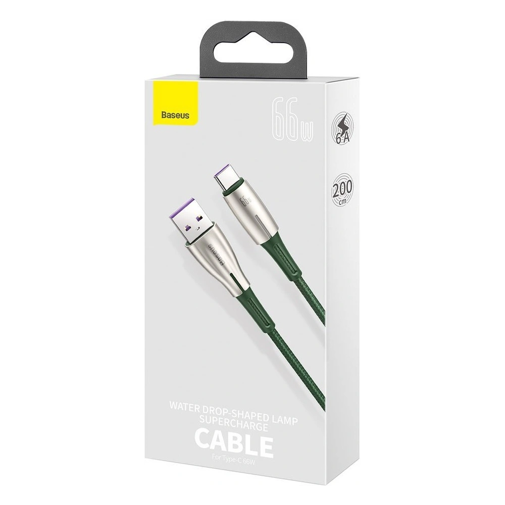 Wholesale Baseus Water Drop USB - USB Typ C cable 66 W (11 V / 6 A) Huawei SuperCharge SCP 2 m green (CATSD-N06) - BSU2560GRN - {ean13} - Hurt