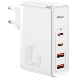 Baseus GaN2 Pro szybka ładowarka sieciowa 100W USB / USB Typ C Quick Charge 4+ Power Delivery biały (CCGAN2P-L02)