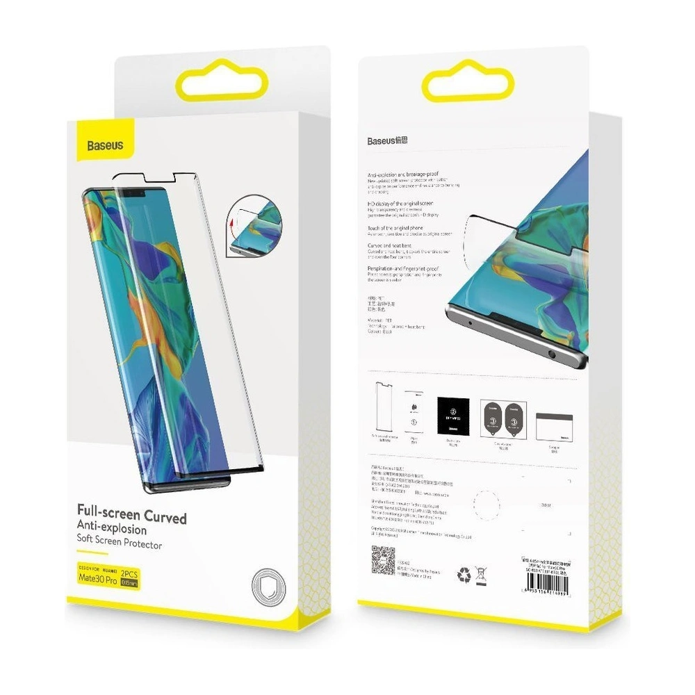 Wholesale Baseus 0.15mm full-screen curved anti-explosion soft screen protector For Mate30 Pro Black - BSU2615BLK - {ean13} - Hurt