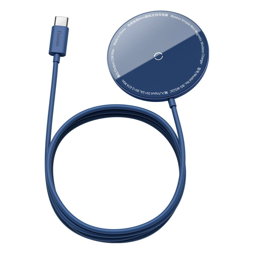 Hurtownia GSM - Baseus mini magnetyczna bezprzewodowa indukcyjna ładowarka Qi 15 W (kompatybilna z MagSafe) niebieski (WXJK-H03) - BSU2633BLU - {ean13} - Hurt