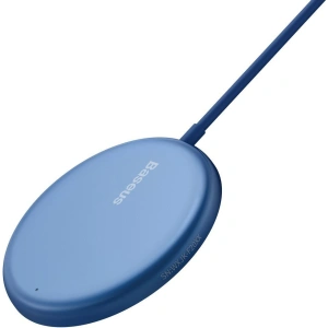 Wholesale Baseus mini magnetic wireless Qi charger 15 W (MagSafe compatible for iPhone) blue (WXJK-H03) - BSU2633BLU - {ean13} - Hurt