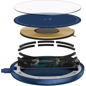 Wholesale Baseus mini magnetic wireless Qi charger 15 W (MagSafe compatible for iPhone) blue (WXJK-H03) - BSU2633BLU - {ean13} - Hurt
