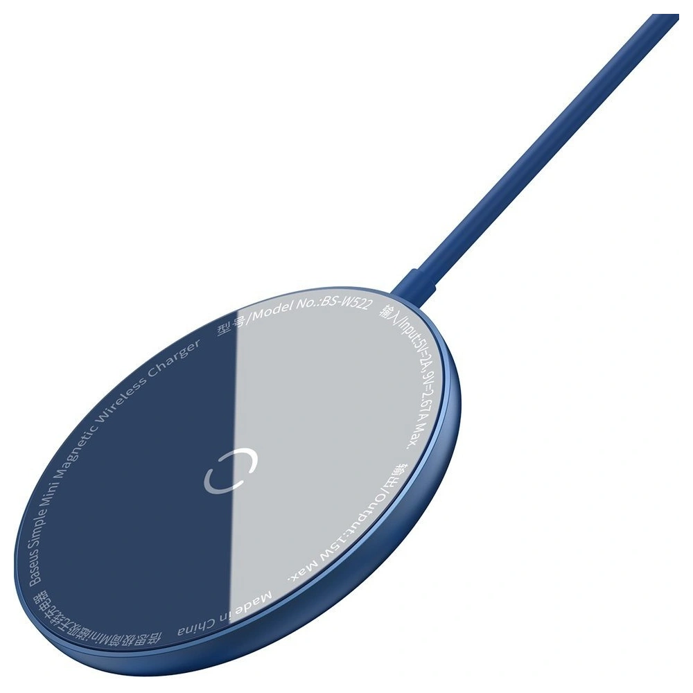 Hurtownia GSM - Baseus mini magnetická bezdrátová indukční nabíječka Qi 15 W (kompatibilní s MagSafe) modrá (WXJK-H03) - BSU2633BLU - {ean13} - Hurt