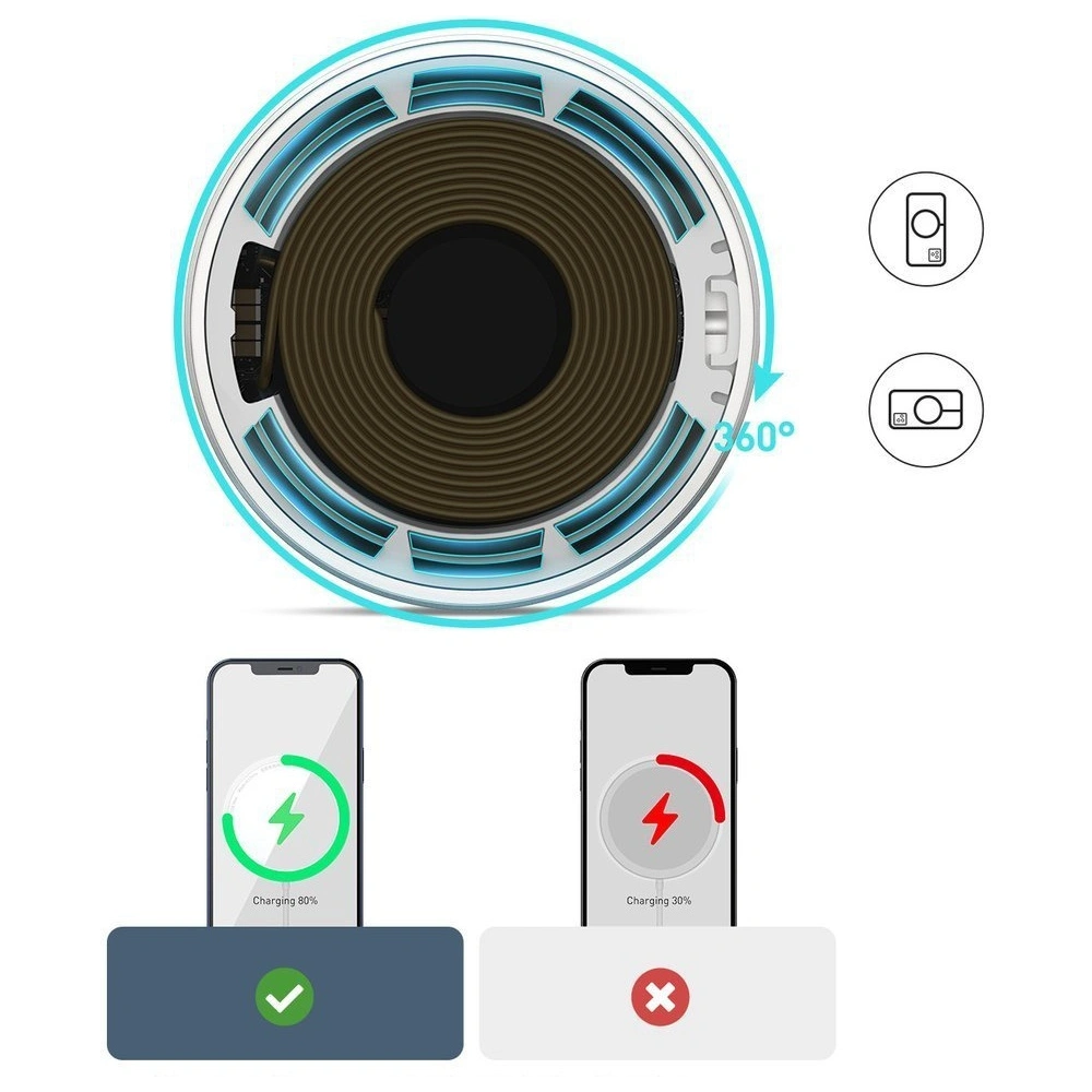 Wholesale Baseus mini magnetic wireless Qi charger 15 W (MagSafe compatible for iPhone) blue (WXJK-H03) - BSU2633BLU - {ean13} - Hurt