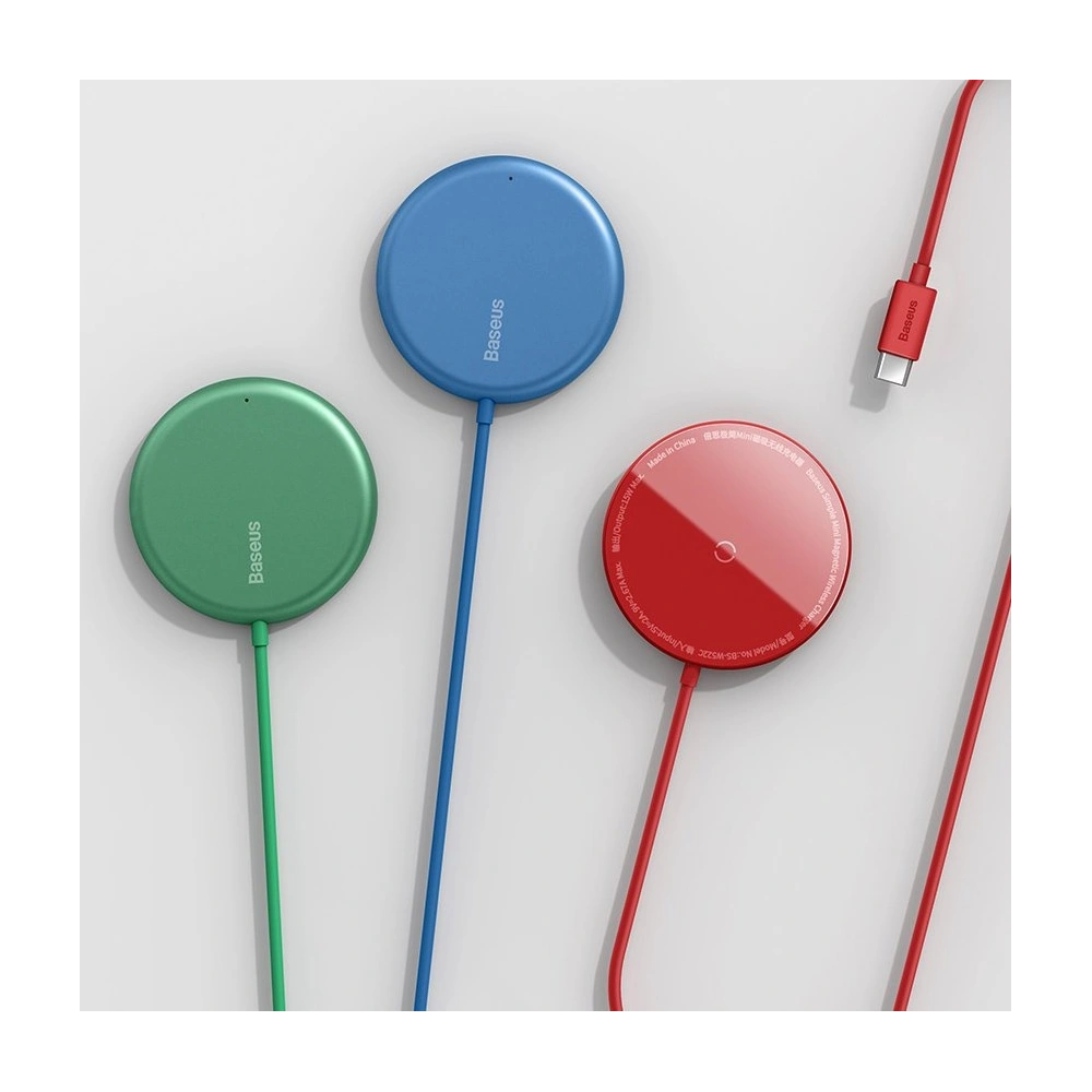 Wholesale Baseus mini magnetic wireless Qi charger 15 W (MagSafe compatible for iPhone) blue (WXJK-H03) - BSU2633BLU - {ean13} - Hurt