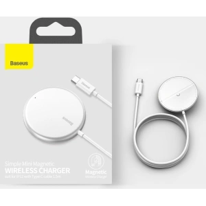 Wholesale Baseus mini magnetic wireless Qi charger 15 W (MagSafe compatible for iPhone) blue (WXJK-H03) - BSU2633BLU - {ean13} - Hurt